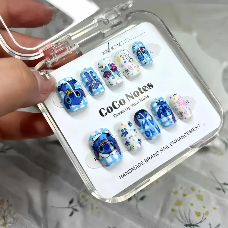 Nail Art Motif - Uñas postizas de Disney Stitch, bonitas
