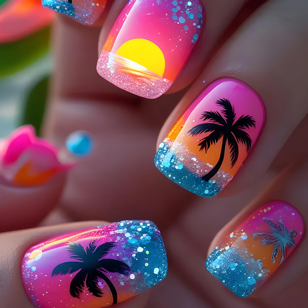 Nail Art Y2K - 24 Uñas Postizas Cortas, Medianas y