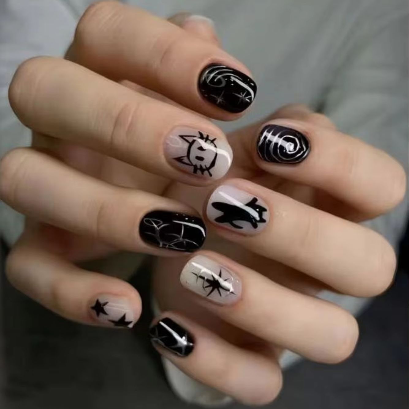 Nail Art Y2K - 24 Uds. de Uñas Postizas Cuadradas