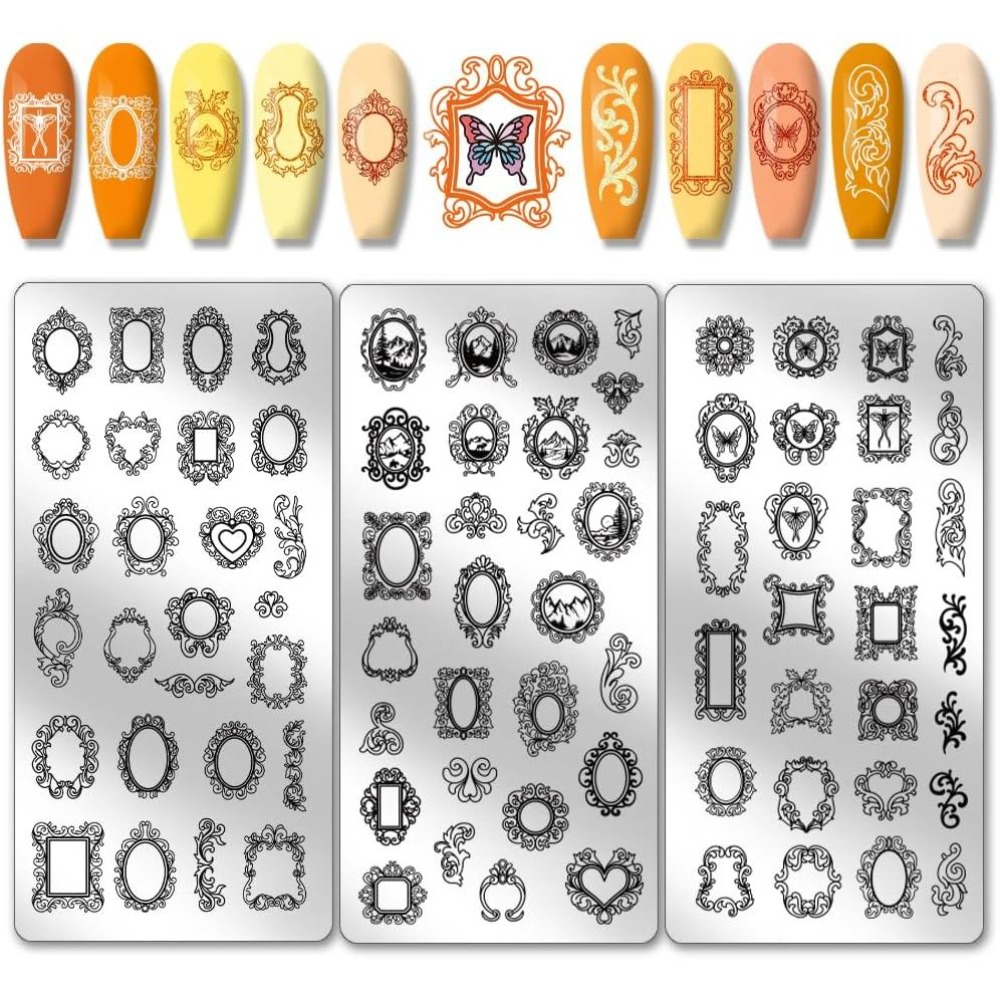 Nail Art Motif - 3 Placas de Estampado de Uñas