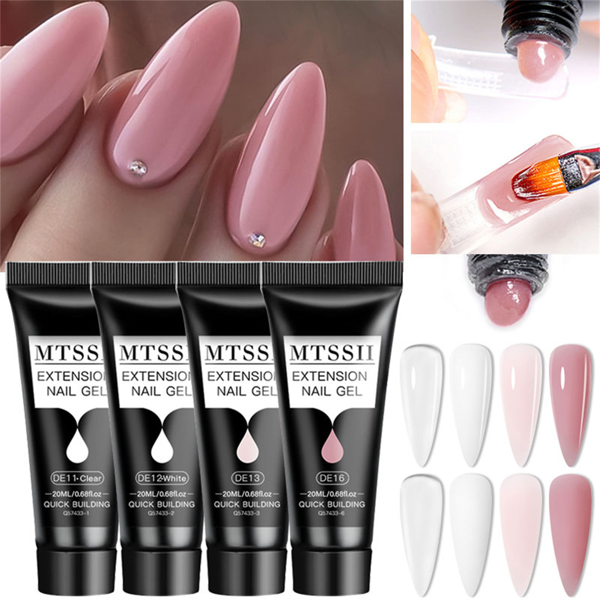 Polygel Nail Kit - Juego de 4/6/8 Gel de Extensión