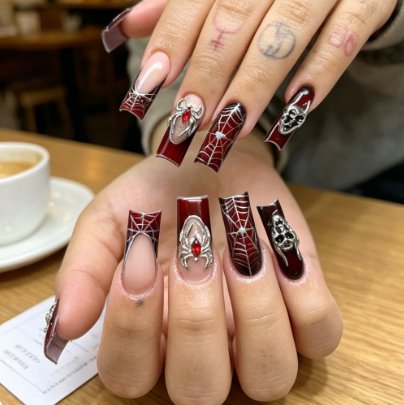 Nail Art Y2K - Uñas postizas largas con efecto degradado
