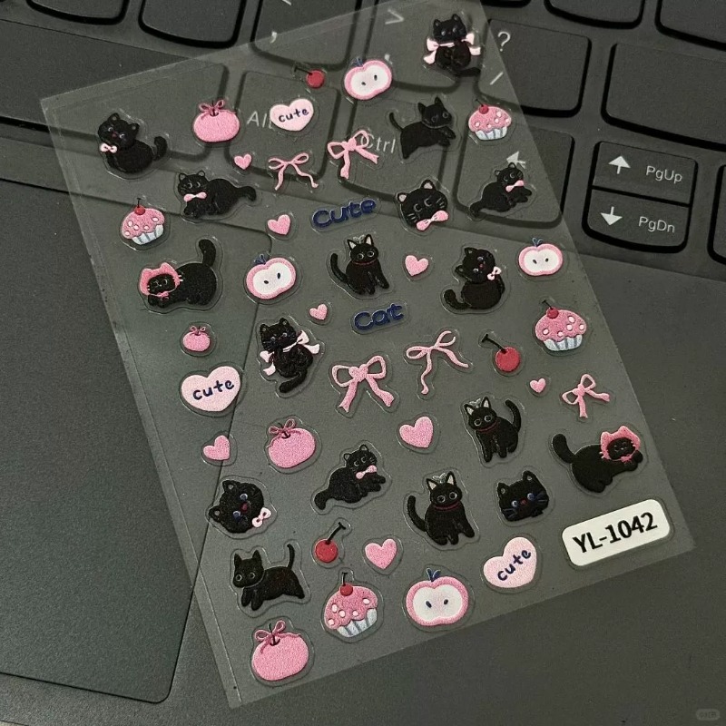 Nail Art Motif - Adhesivo 3D con diseño de gato