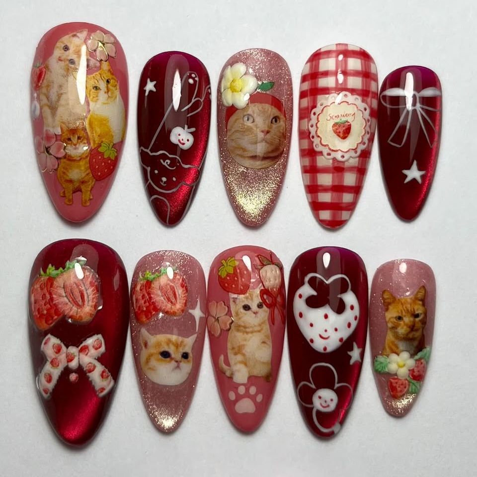 Nail Art Y2K - 24 Uds. De uñas postizas de