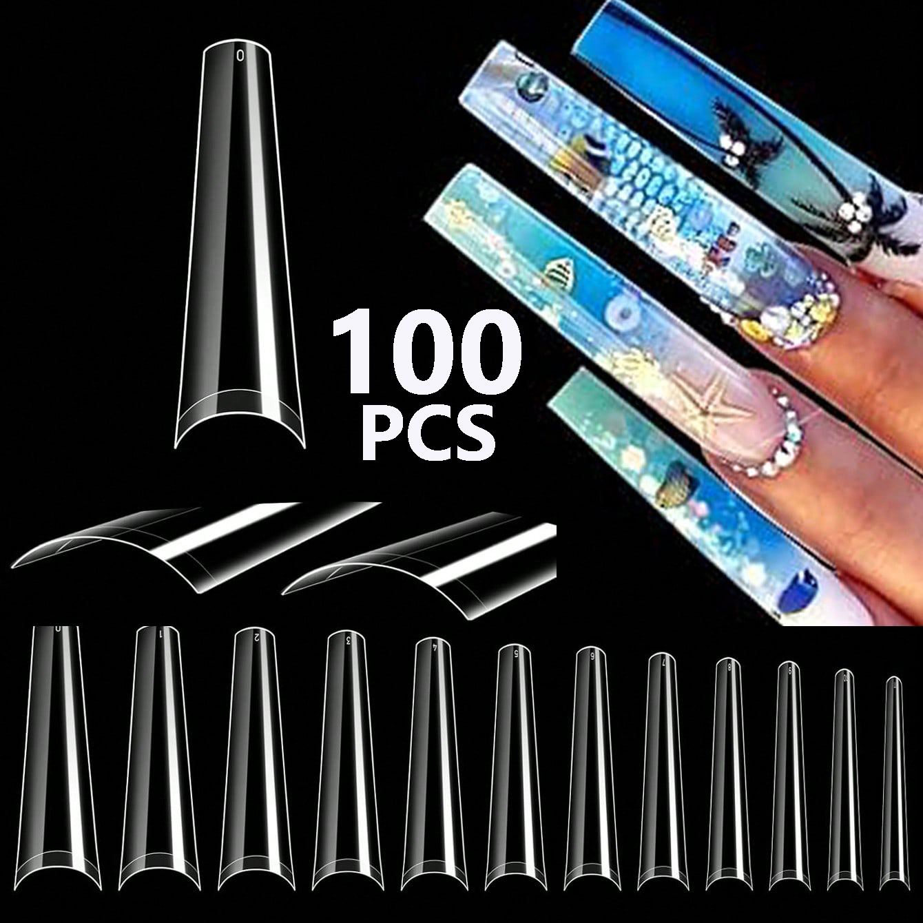 100 Uñas Postizas Transparente - Nail Art Xxl reseña y precio