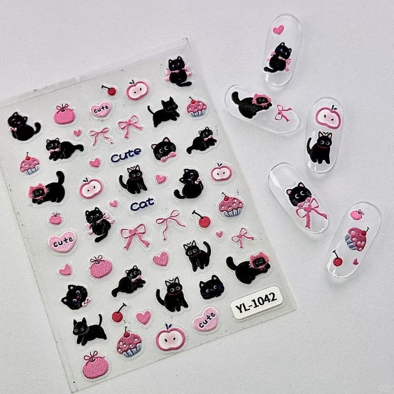 Adhesivo 3D con diseño de gato - Nail Art Motif reseña y precio