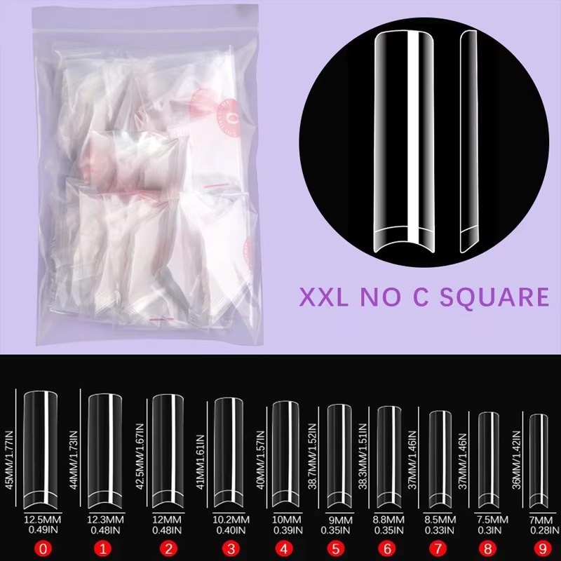 500 puntas de uñas sin curva C - Nail Art Xxl reseña y precio